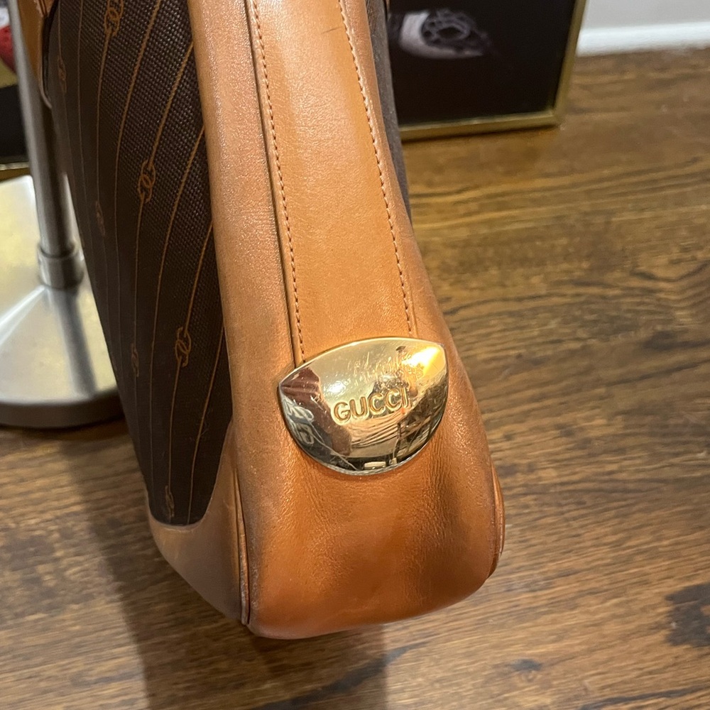 Gucci Vintage Interlocking GG shoulder bag, brown canvas with leather trim - Picture 2 of 14